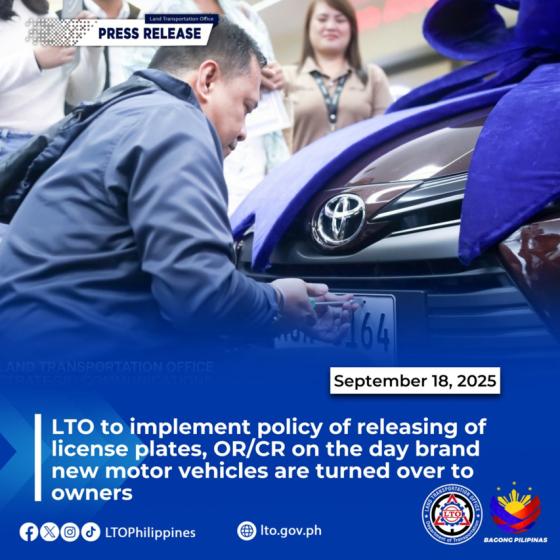 LTO announce same-day plate, OR/CR release for b’new units; dealers raise concerns LTO announce same-day plate, OR/CR release for b’new units; dealers raise concerns image