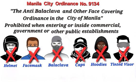 Manila passes ‘Anti-balaclava’ Ordinance, up to PHP 5K penalty, prison Manila passes ‘Anti-balaclava’ Ordinance, up to PHP 5K penalty, prison image