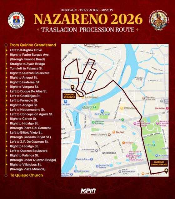 Manila closes roads on Jan. 9 for this year's Traslacion Manila closes roads on Jan. 9 for this year's Traslacion image