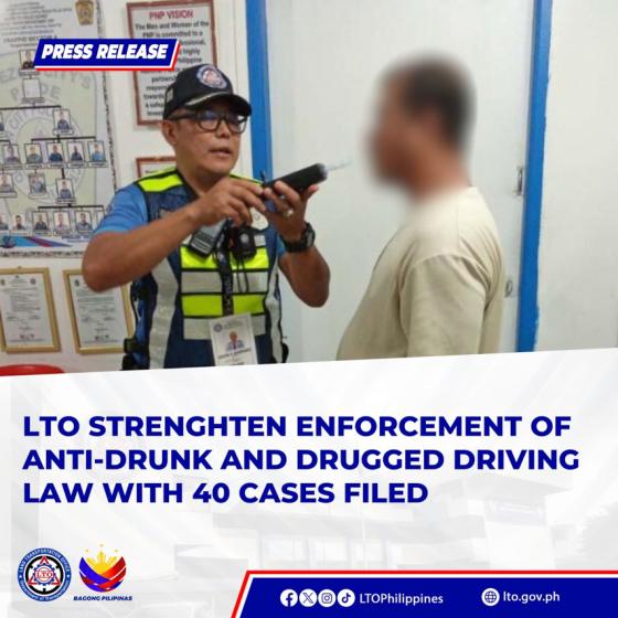 LTO: 40 drivers caught for DUI within first quarter of 2026 LTO: 40 drivers caught for DUI within first quarter of 2026 image
