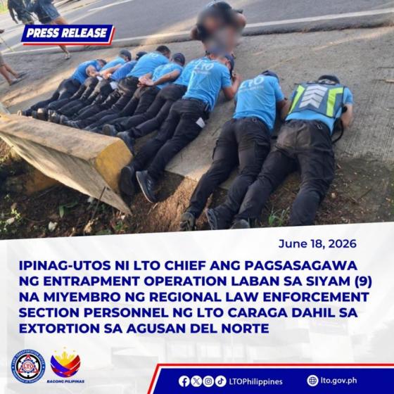 9 LTO enforcers busted in kotong scheme in Agusan 9 LTO enforcers busted in kotong scheme in Agusan image