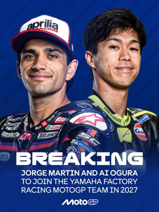 Yamaha signs Jorge Martin, Ai Ogura to lead 2027 MotoGP factory team Yamaha signs Jorge Martin, Ai Ogura to lead 2027 MotoGP factory team image