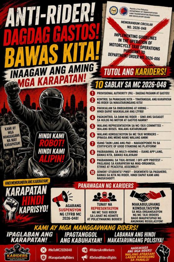 Motorcycle rider group urges LTFRB to suspend new motorcycle taxi rules Motorcycle rider group urges LTFRB to suspend new motorcycle taxi rules image