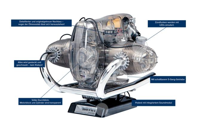 Franzis releases amazing, translucent 1:2 BMW R 90 S boxer engine kit image