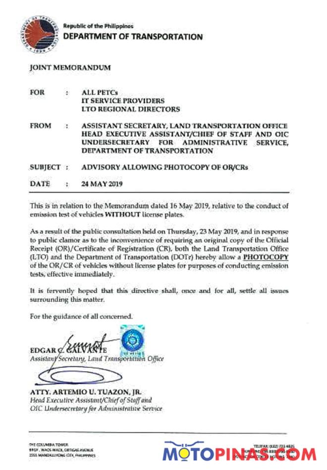 LTO retracts its previous order on emission testing image