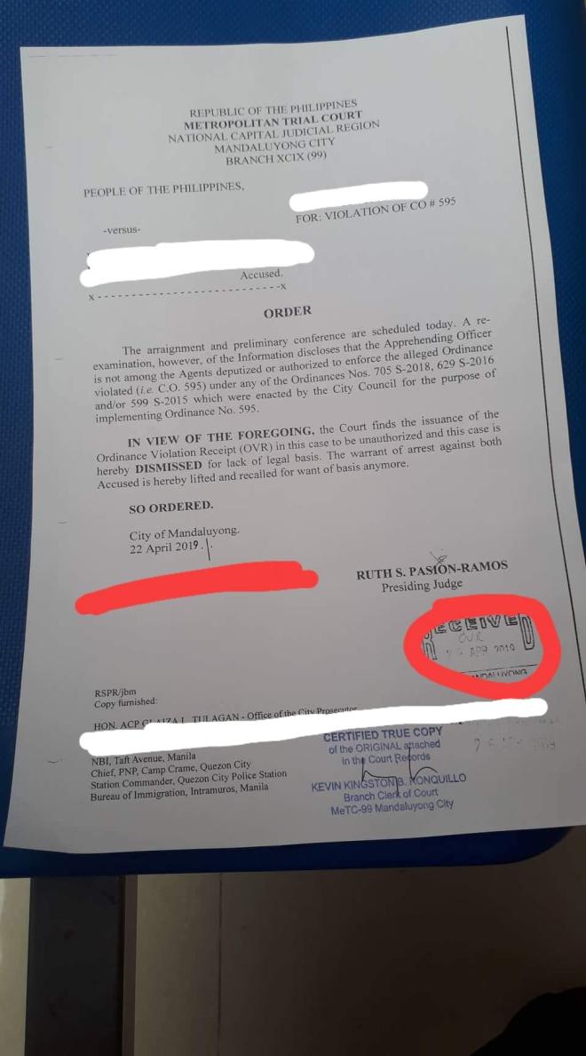 Mandaluyong Anti-riding in Tandem violation dismissed by court image