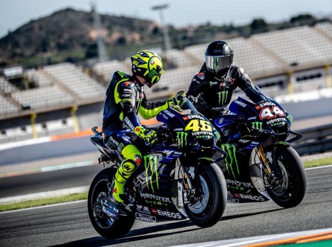 Rossi on an F1 car, Hamilton on MotoGP bike image