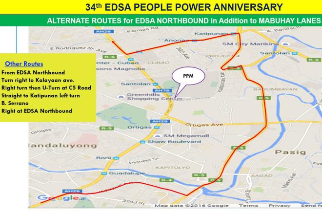 MMDA shows rerouting plan for 2020 People Power celebrations image