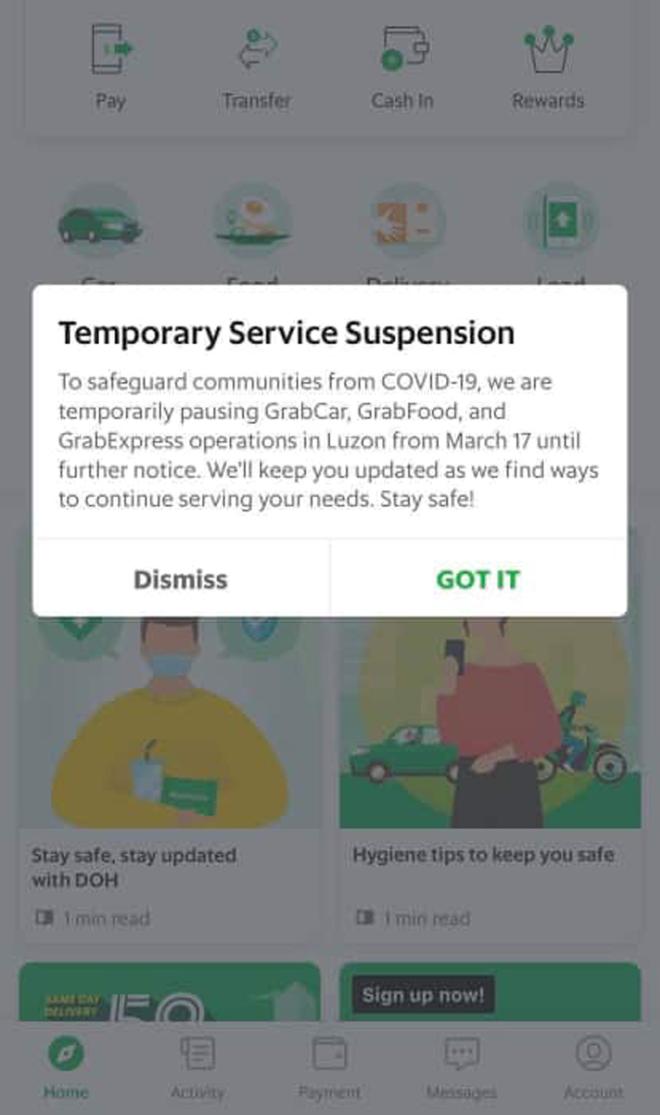 GrabFood and FoodPanda suspend services image