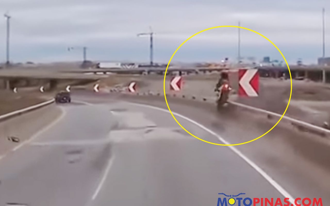 Watch: Motorcycle rider falls off flyover