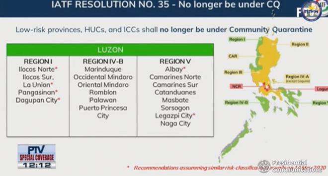 GCQ, ECQ, no CQ: Official list of areas and quarantine levels image