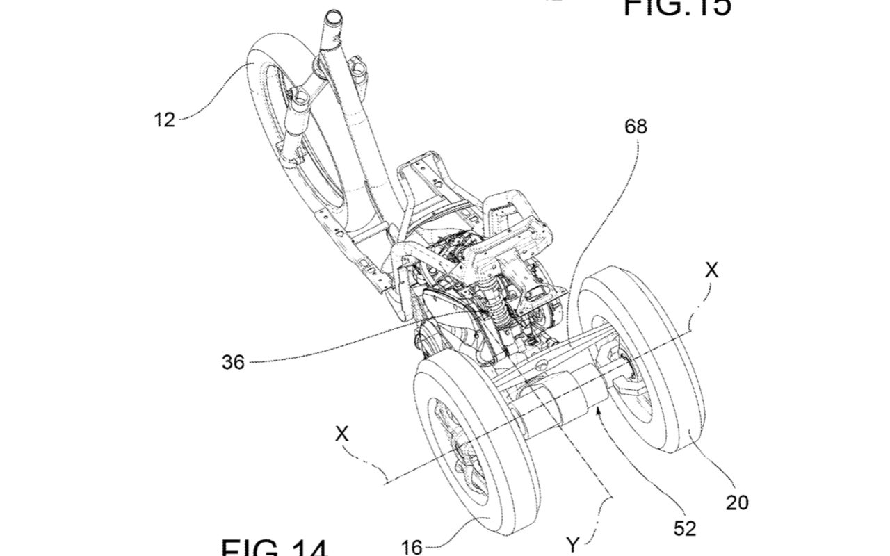 Piaggio files patent for three-wheeler with leaning rear wheels