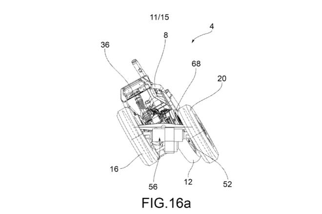 Piaggio files patent for three-wheeler with leaning rear wheels image