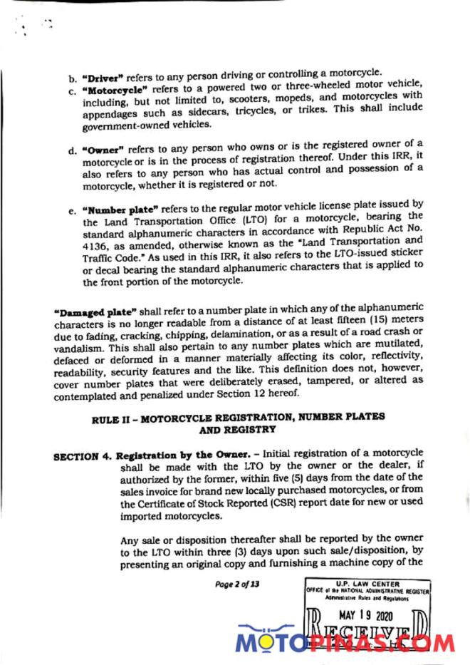 LTO: reporting of sale, transfer of ownership now in effect image
