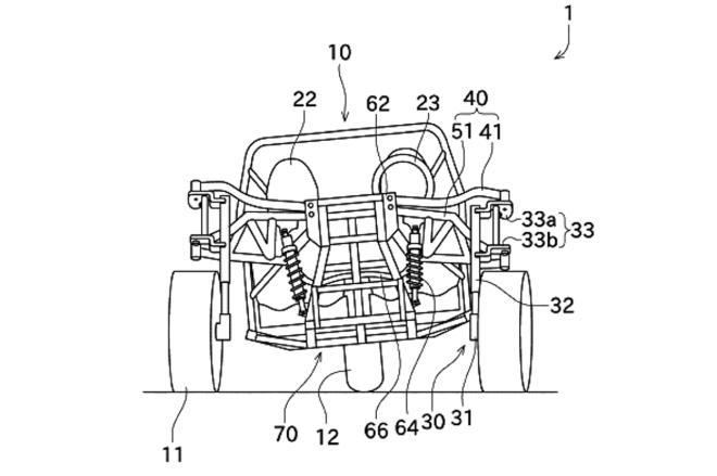 Kawasaki working on a half car, half motorcycle vehicle image