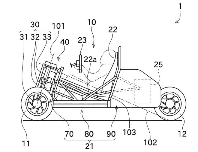 Kawasaki working on a half car, half motorcycle vehicle image
