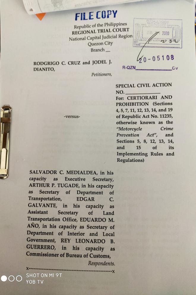 Motorcycle rider group files TRO vs Doble Plaka image