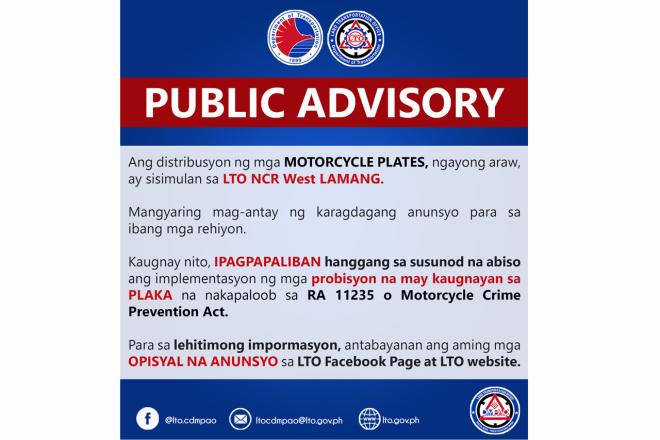 LTO: New MC plates released only at LTO NCR West for now image