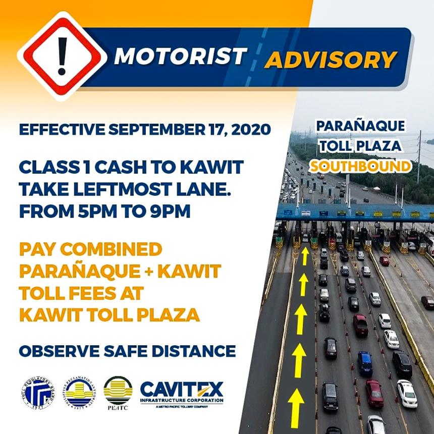 Kawit-bound motorists can use CAVITEX pass-through lane image