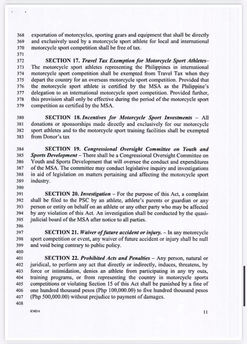 Motorcycle Sports Act bill filed in congress image