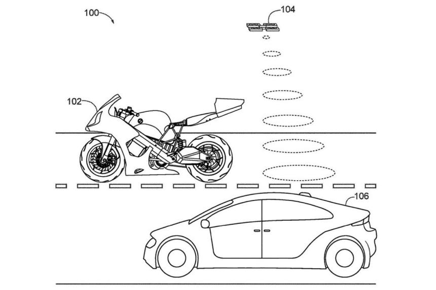 Honda patents motorcycle design with drone image