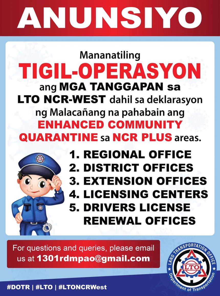 ECQ extended, LTO offices closed image