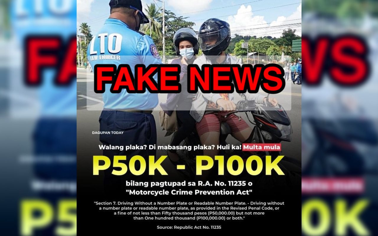 LTO catching no plate, unreadable plates is fake news