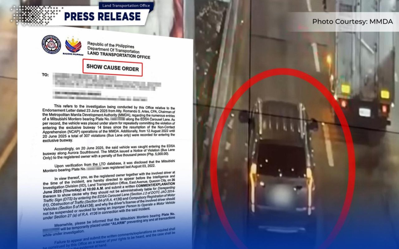 Kamote driver: LTO summons SUV owner/driver for 307 EDSA busway violations