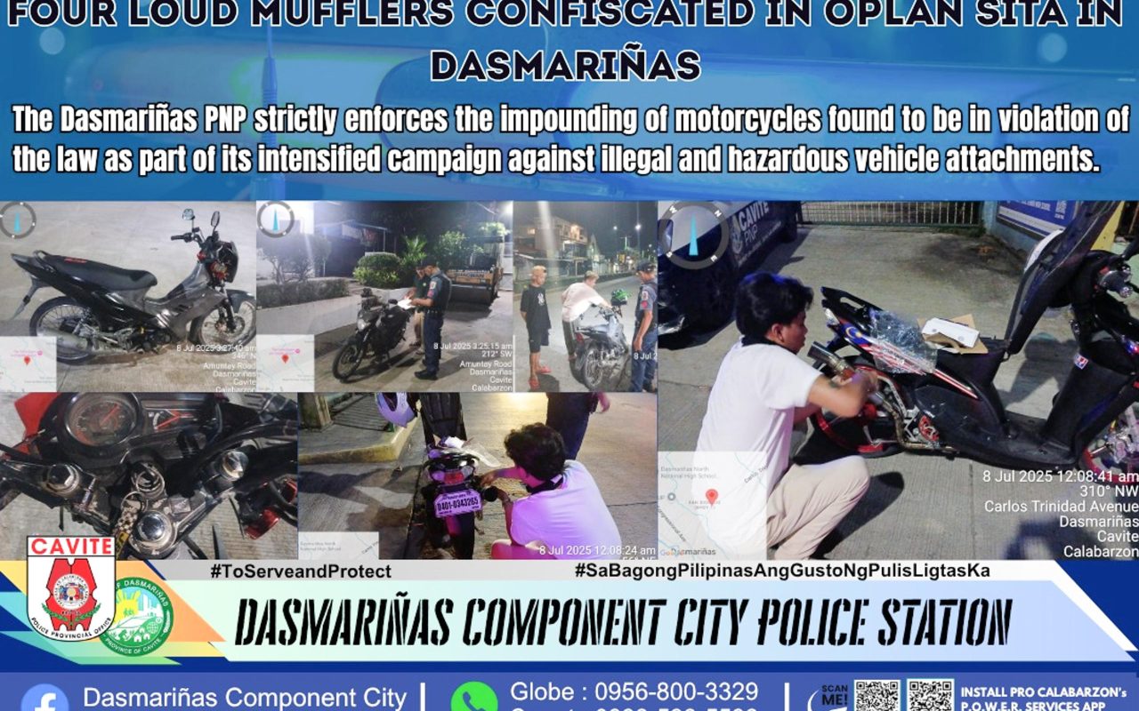 Dasmarinas confiscates loud pipes, says it is against PD 96