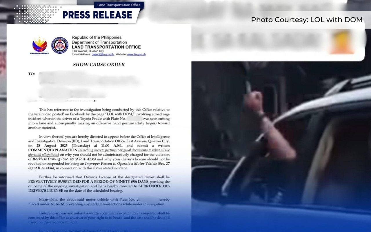 LTO: giving the middle finger is Road Rage, may lead to DL revocation