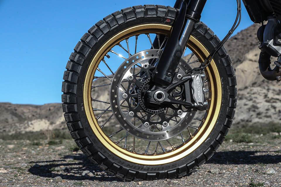 Pirelli Scorpion STR tires on the Ducati Scrambler Desert Sled