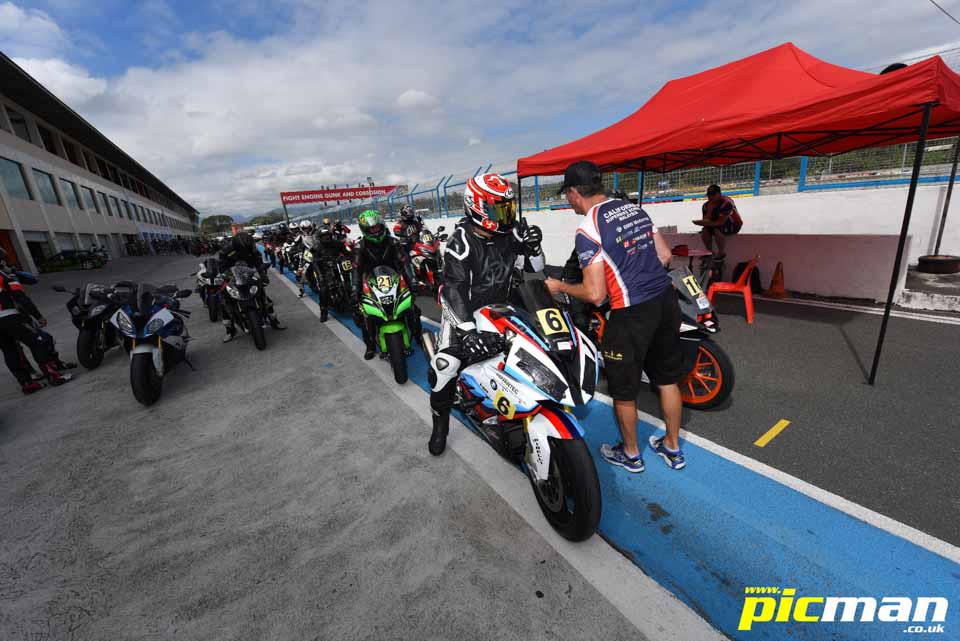 Fixing that phobia of corners Riders queue up for the track session.