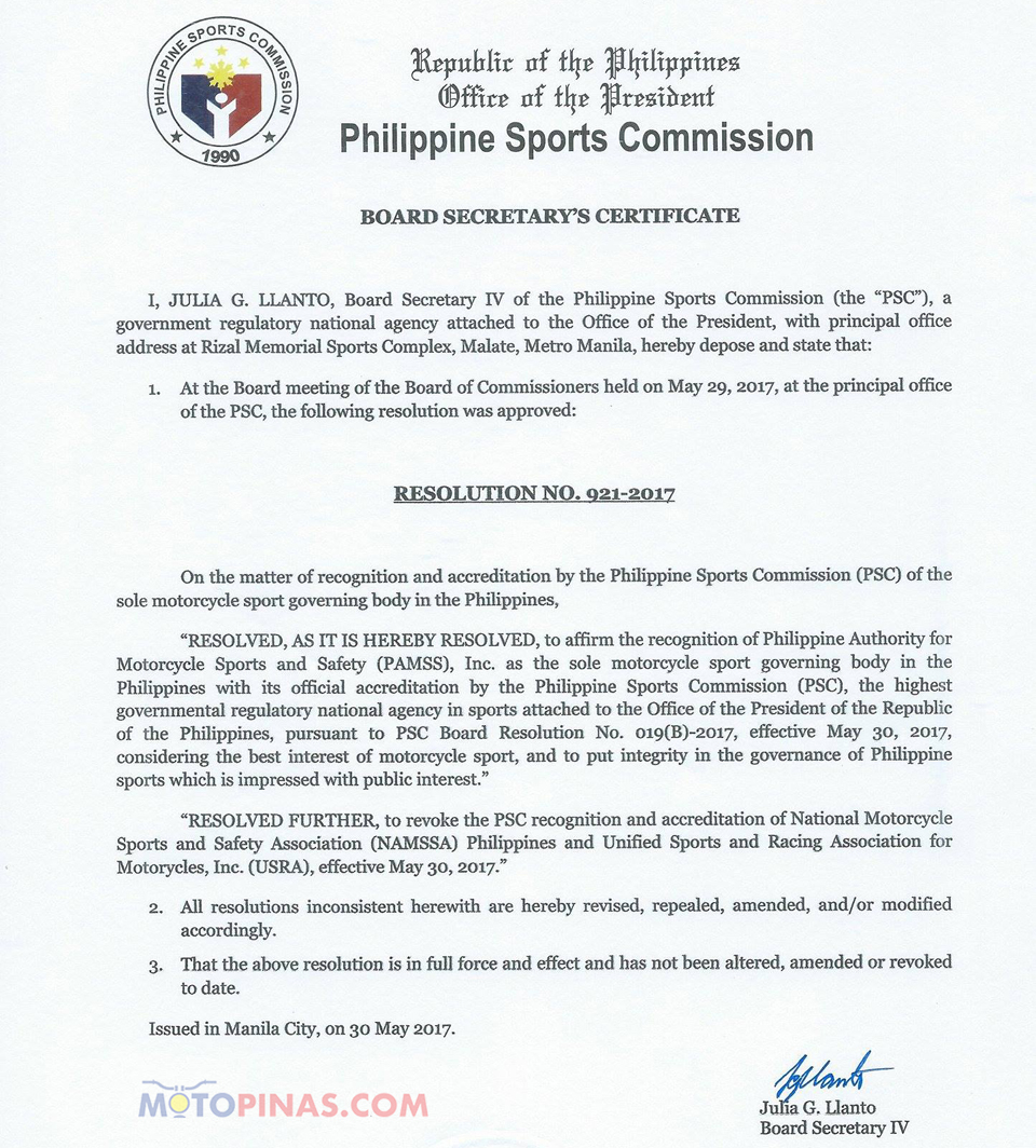 New organization claims authority over Philippine motorcycle sports New organization claims authority over Philippine motorcycle sports
