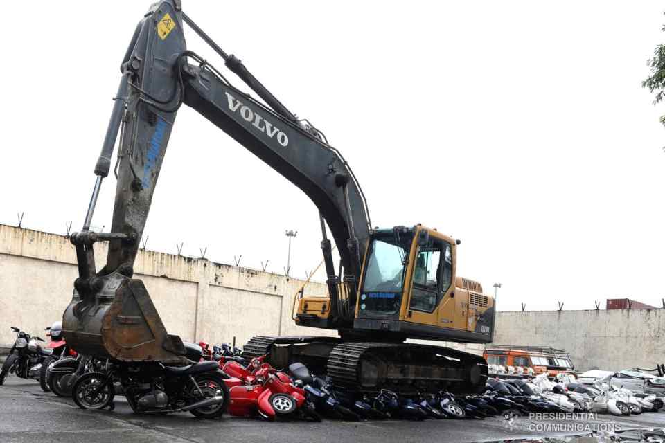Bureau of Customs crushes 116 motorcycles