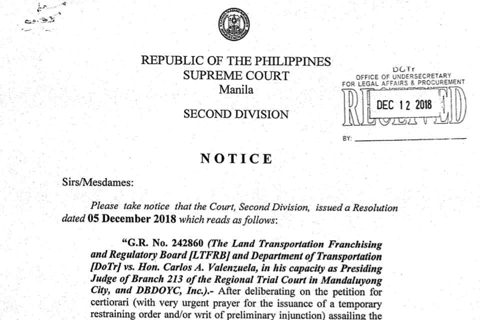 Supreme Court issues TRO vs Angkas Supreme Court issues TRO vs Angkas