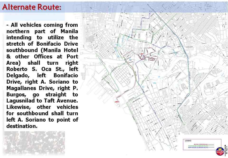 Motorists are advised to take alternate routes for the annual Translacion Motorists are advised to take alternate routes for the annual Translacion