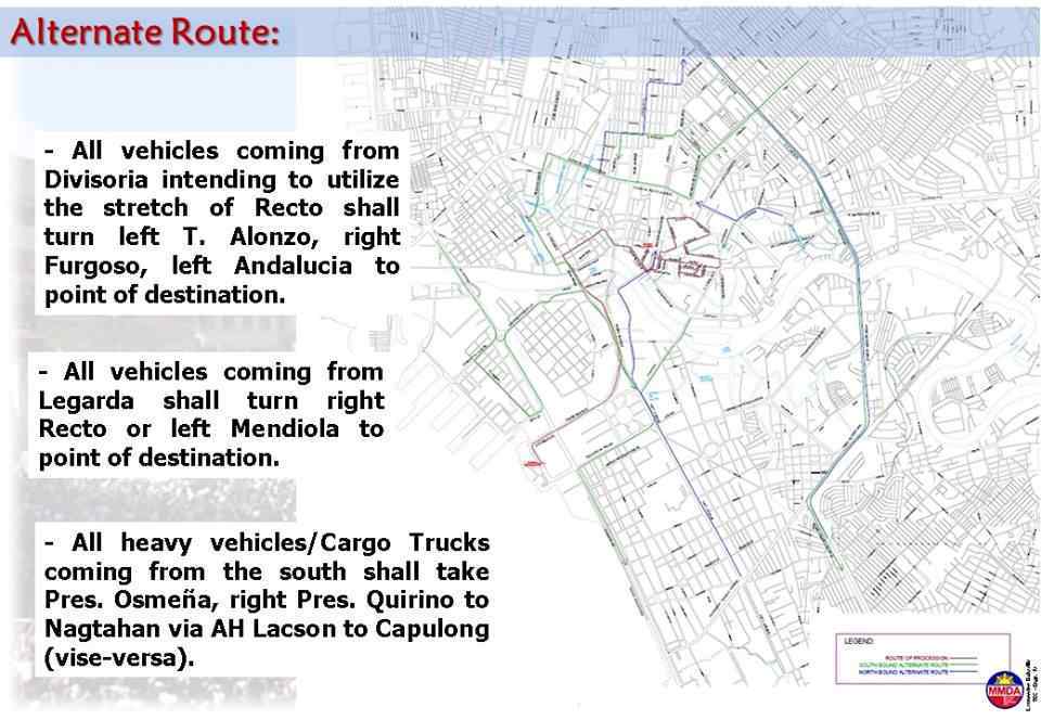 Motorists are advised to take alternate routes for the annual Translacion Motorists are advised to take alternate routes for the annual Translacion