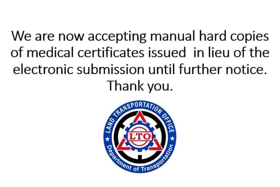 LTO back to 'manual' medcert submission LTO back to 'manual' medcert submission