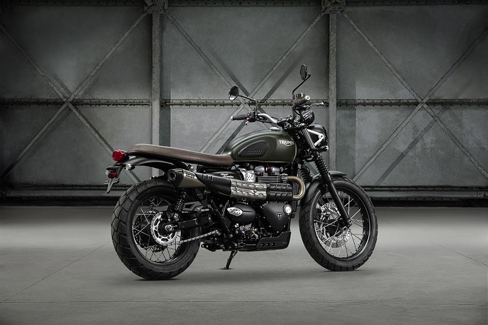 Rear quarter of the all-new Triumph Street Scrambler