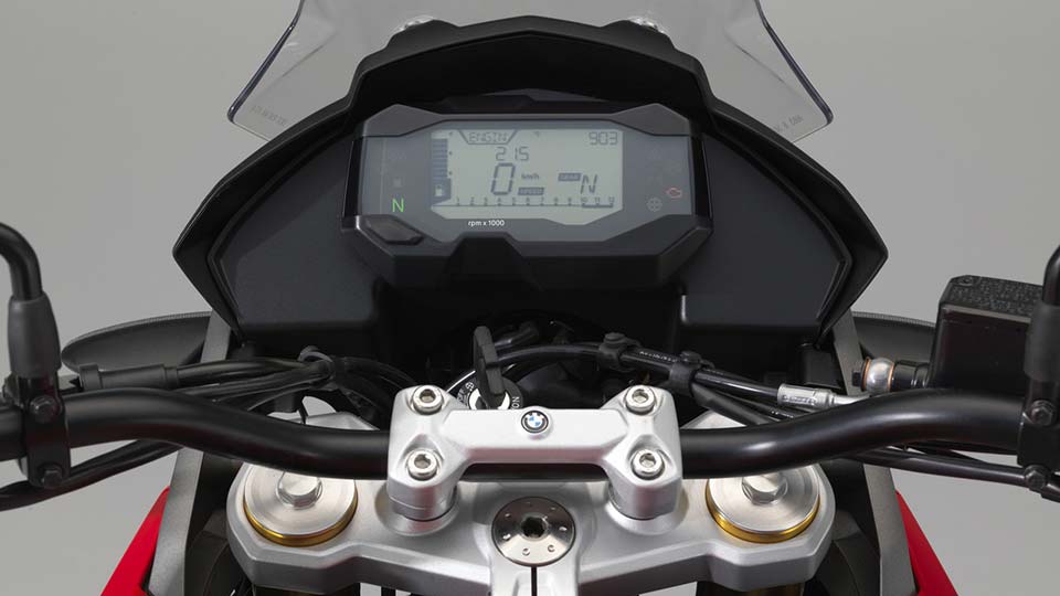 The LCD screen on the BMW G 310 GS