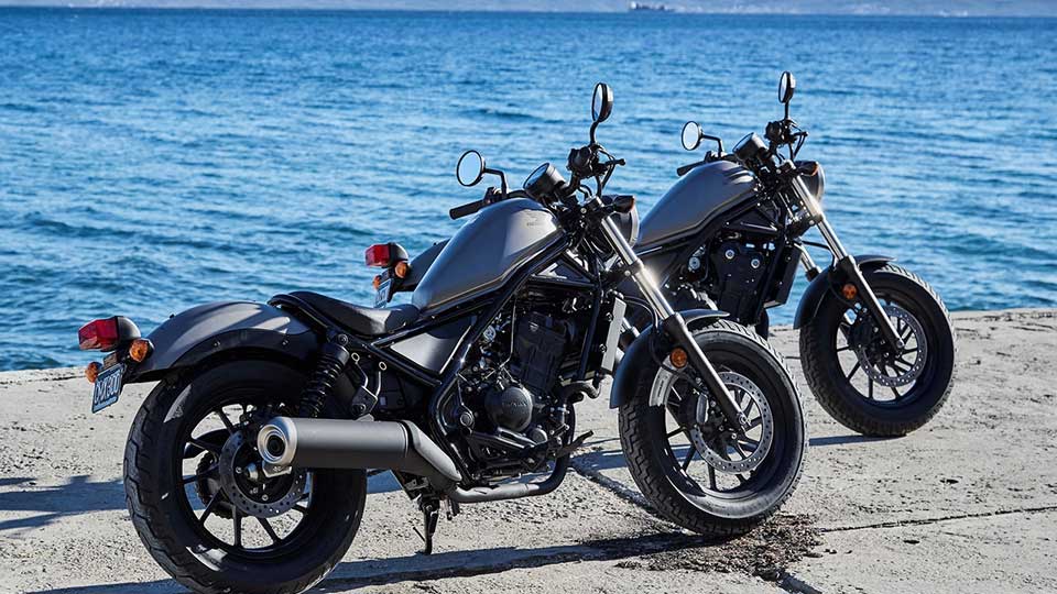 The two Honda Rebels available in 300 and 500cc displacements