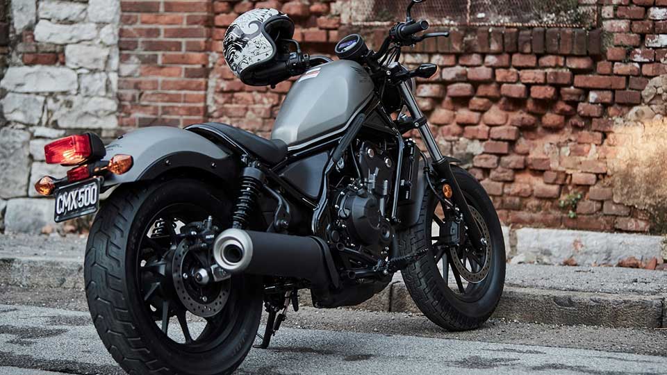 The rear quarter of the 2017 Honda Rebel