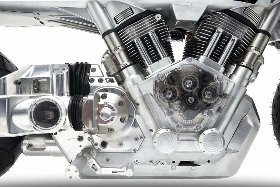 The V-twin engine of the Vanguard Roadster